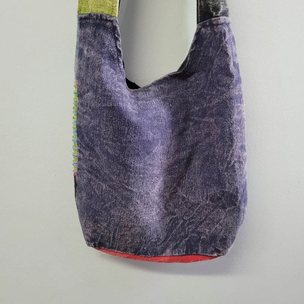 Kc Quilted Boho Patchwork Embroidered Hippie Crossbody Hobo‎ Bag Multicolor
